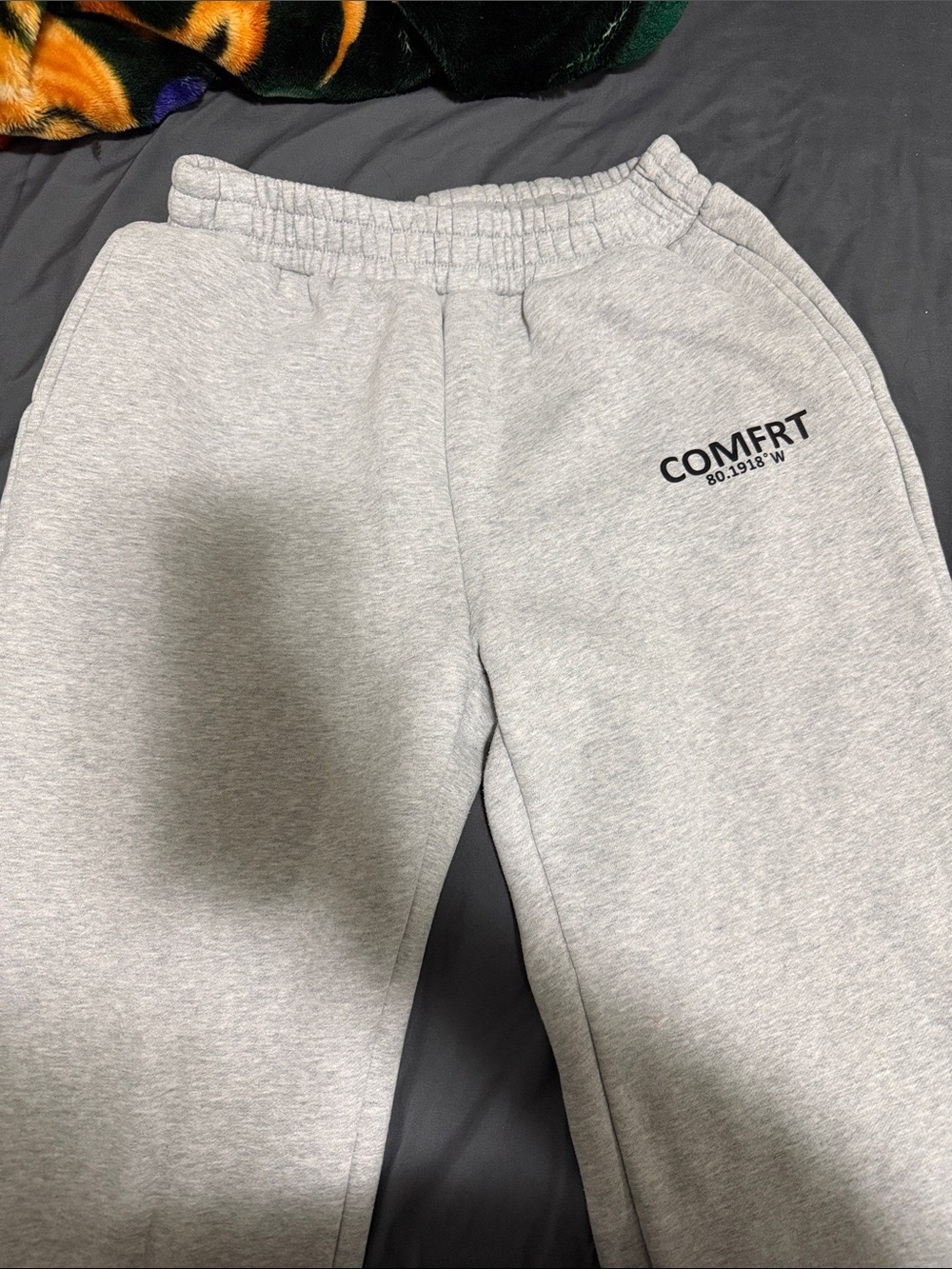 Women’s Gray/White 'COMFRT' Sweatpants with Elastic Waist